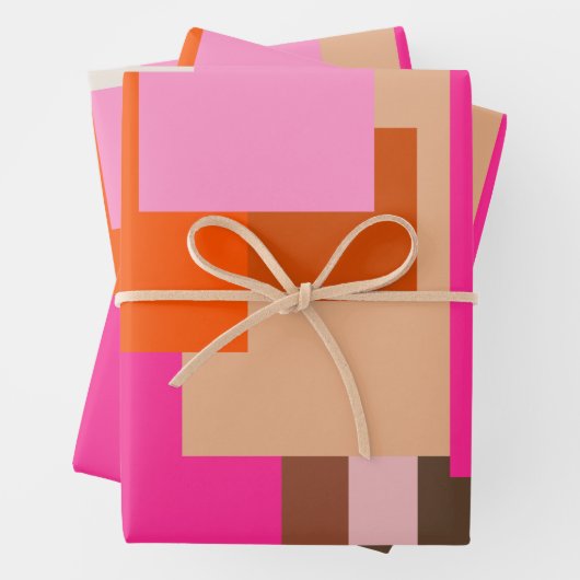 ミッドセンチュリーモダン幾何カラフル抽象芸術 ラッピングペーパーシート (インサイチュ)