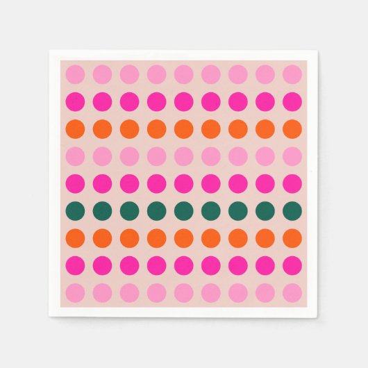 ミッドセンチュリーモダン幾何カラフル水玉模様 スタンダードカクテルナプキン (正面)