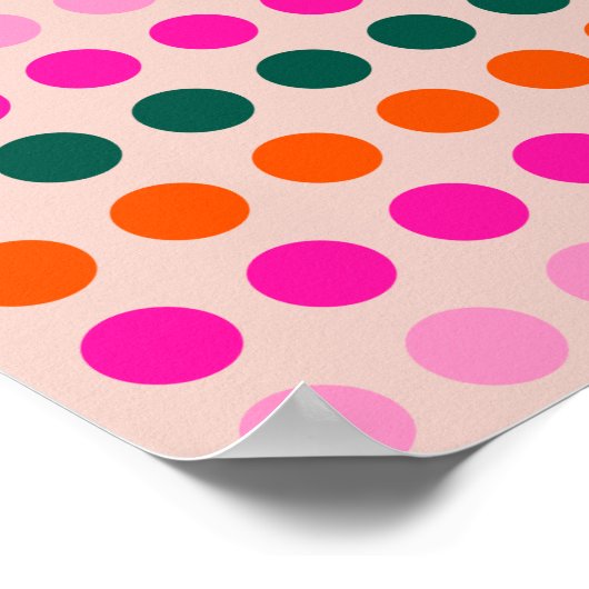 ミッドセンチュリーモダン幾何カラフル水玉模様 ポスター (角)