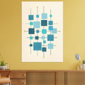 ミッドセンチュリーモダン幾何マス – 青 キャンバスプリント (インサイチュ (リビング))