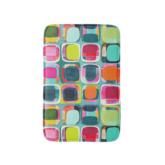 ミッドセンチュリーモダン幾何学模様カラフル バスマット (正面縦)