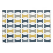 ミッドセンチュリーモダン幾何学模様ネイビーマスタード 枕カバー (正面右)