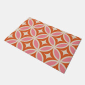 ミッドセンチュリーモダン幾何学模様ピンクオレンジ ドアマット (アングル)