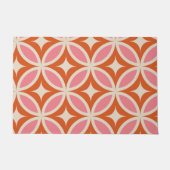 ミッドセンチュリーモダン幾何学模様ピンクオレンジ ドアマット (正面)