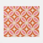ミッドセンチュリーモダン幾何学模様ピンクオレンジ フリースブランケット (正面(横))