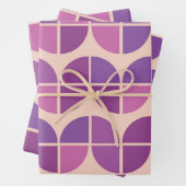 ミッドセンチュリーモダン幾何学模様ピンク紫 ラッピングペーパーシート (インサイチュ)
