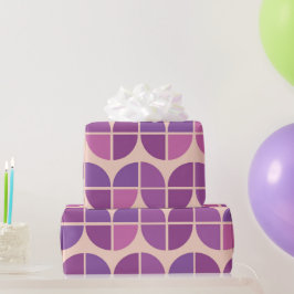 ミッドセンチュリーモダン幾何学模様ピンク紫 ラッピングペーパー