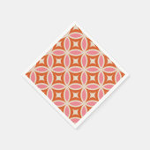 ミッドセンチュリーモダン幾何学模様ピンク・オレンジ スタンダードカクテルナプキン (角)