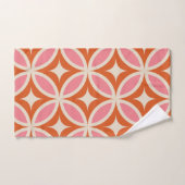 ミッドセンチュリーモダン幾何学模様ピンク・オレンジ バスタオルセット (ハンドタオル)