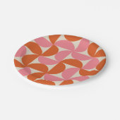 ミッドセンチュリーモダン幾何学模様ピンク・オレンジ ペーパープレート (アングル)
