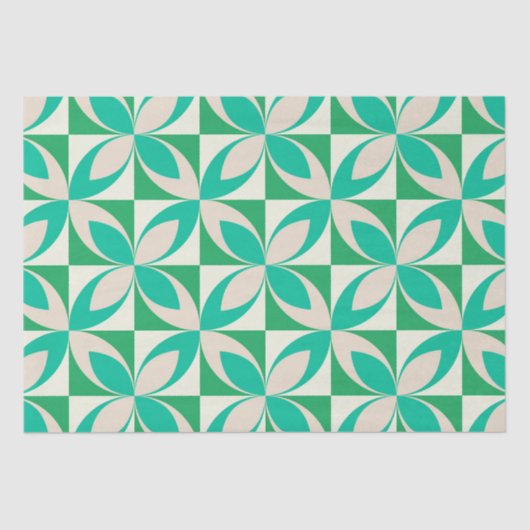 ミッドセンチュリーモダン幾何学模様ミントグリーンパターン 薄葉紙 (正面)