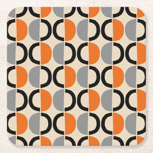 ミッドセンチュリーモダン幾何学模様 スクエアペーパーコースター (正面)