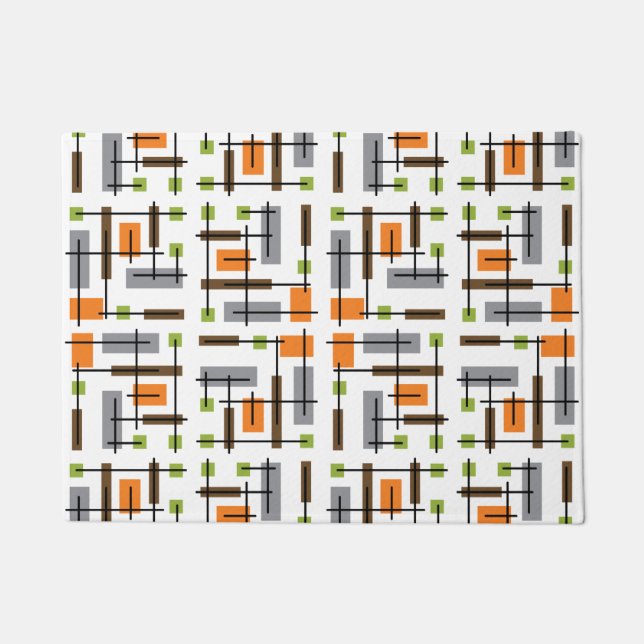 ミッドセンチュリーモダン幾何学模様 ドアマット (正面)