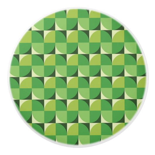 ミッドセンチュリーモダン幾何学模様（緑） セラミックノブ (正面)