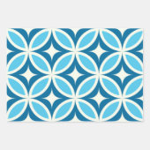 ミッドセンチュリーモダン幾何学模様（青） ラッピングペーパーシート (正面2)