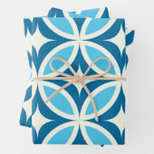 ミッドセンチュリーモダン幾何学模様（青） ラッピングペーパーシート (インサイチュ)