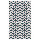 ミッドセンチュリーモダン幾何学的パターンティール（緑がかった色）赤面 スモールペーパーバッグ (裏面)