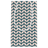 ミッドセンチュリーモダン幾何学的パターンティール（緑がかった色）赤面 スモールペーパーバッグ (正面)