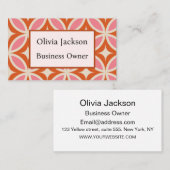 ミッドセンチュリーモダン幾何学的ピンクのオレンジカスタム色 名刺 (正面/裏面)