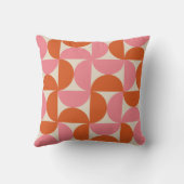 ミッドセンチュリーモダン幾何学的ピンクオレンジ色パターン クッション (裏面)