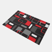 ミッドセンチュリーモダン幾何学黒/グレー/赤 ドアマット (アングル)