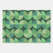 ミッドセンチュリーモダン幾何形状（緑） ラッピングペーパーシート (正面3)