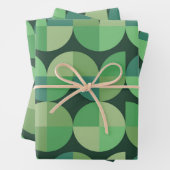 ミッドセンチュリーモダン幾何形状（緑） ラッピングペーパーシート (インサイチュ)