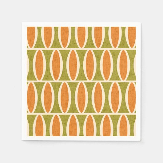 ミッドセンチュリーモダン幾何楕円パターン スタンダードカクテルナプキン (正面)