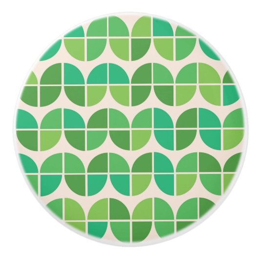 ミッドセンチュリーモダン幾何緑色パターン セラミックノブ (正面)