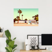 ミッドセンチュリーモダン建築フォトイラストレーション ポスター (ホームオフィス)