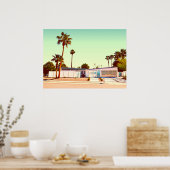 ミッドセンチュリーモダン建築フォトイラストレーション ポスター (キッチン)