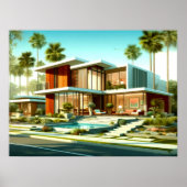 ミッドセンチュリーモダン建築用外装ハウス ポスター (正面)