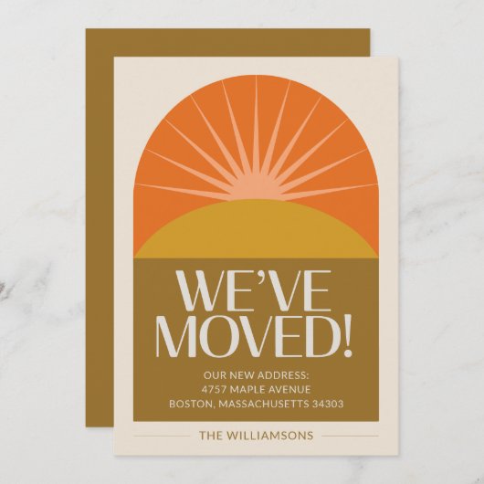 ミッドセンチュリーモダン引っ越しました日が差すことアドレス 案内状 (正面/裏面)