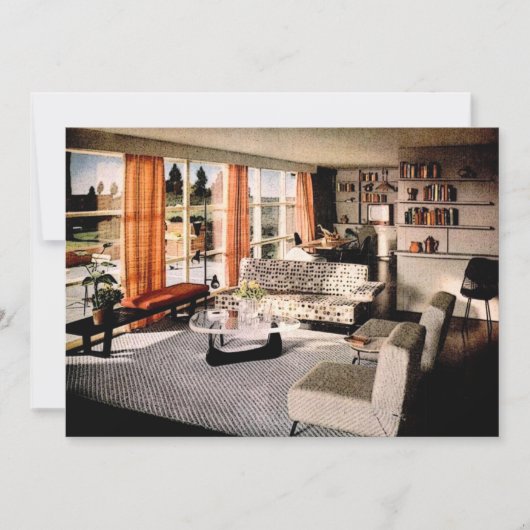 ミッドセンチュリーモダン引っ越し祝いパーティーパーティー 招待状 (正面)