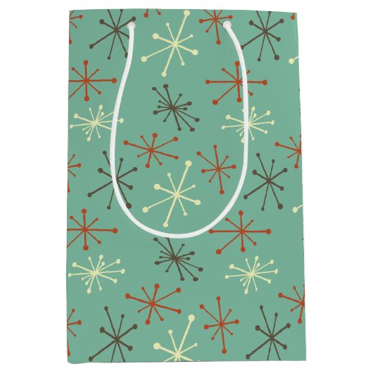 ミッドセンチュリーモダン抱き枕-レトロアトミックスターバー ミディアムペーパーバッグ (正面)