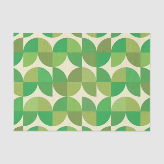 ミッドセンチュリーモダン抽象芸術の緑の図形 薄葉紙 (正面)