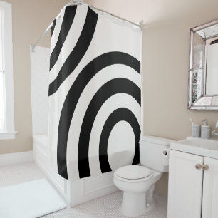 ミッドセンチュリーモダン抽象芸術アーチ白黒 シャワーカーテン