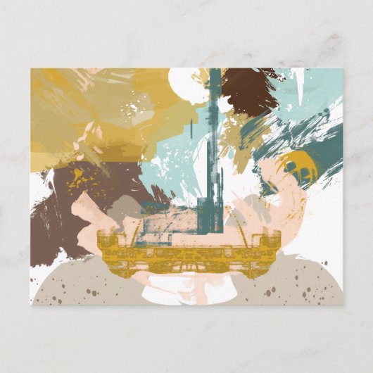 ミッドセンチュリーモダン抽象芸術アートファンタジーSci Fi ポストカード (正面)