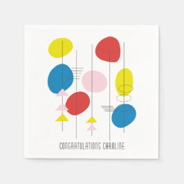 ミッドセンチュリーモダン抽象芸術カスタムお祝い スタンダードカクテルナプキン