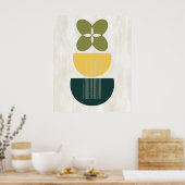 ミッドセンチュリーモダン抽象芸術カラフル植物学 ポスター (キッチン)