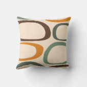 ミッドセンチュリーモダン抽象芸術グリーン、オレンジ、アンバー クッション (裏面)