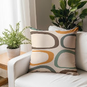 ミッドセンチュリーモダン抽象芸術グリーン、オレンジ、アンバー クッション