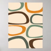 ミッドセンチュリーモダン抽象芸術グリーン、オレンジ、アンバー ポスター (正面)
