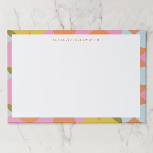 ミッドセンチュリーモダン抽象芸術シェイプパステルパーソナライズされた ペーパーパッド (正面)