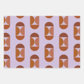 ミッドセンチュリーモダン抽象芸術シェイプ紫ブラウン ラッピングペーパーシート (正面3)