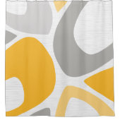 ミッドセンチュリーモダン抽象芸術シェイプ2黄色、グレー シャワーカーテン (正面)