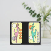 ミッドセンチュリーモダン抽象芸術トナカイ ポストカード (スタンド正面)