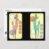 ミッドセンチュリーモダン抽象芸術トナカイ ポストカード (正面/裏面)