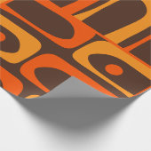 ミッドセンチュリーモダン抽象芸術パイケ70sブラウンオレンジ ラッピングペーパー (角)