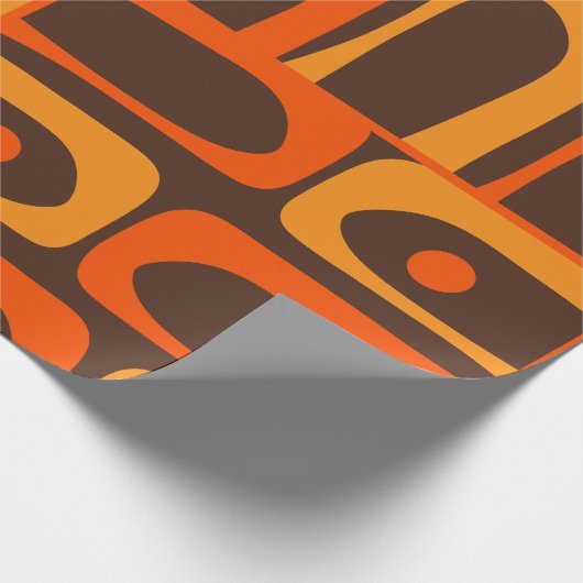 ミッドセンチュリーモダン抽象芸術パイケ70sブラウンオレンジ ラッピングペーパー (角)